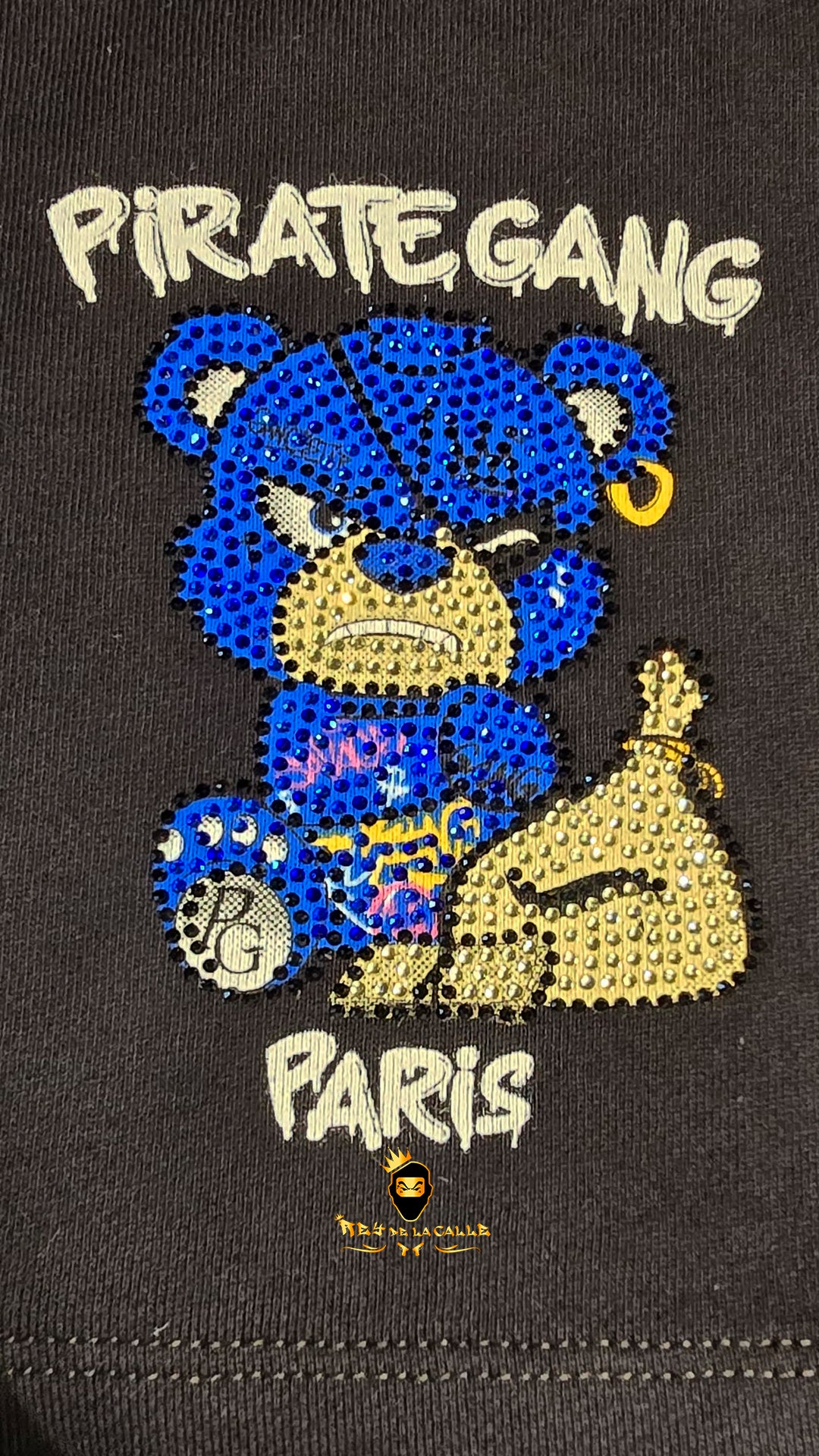 Conjunto Pirate Gang París Negro Pedrería Brillante Oso Azul Moneybag
