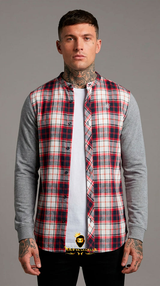 Camisa Siksilk Gris a Cuadros
