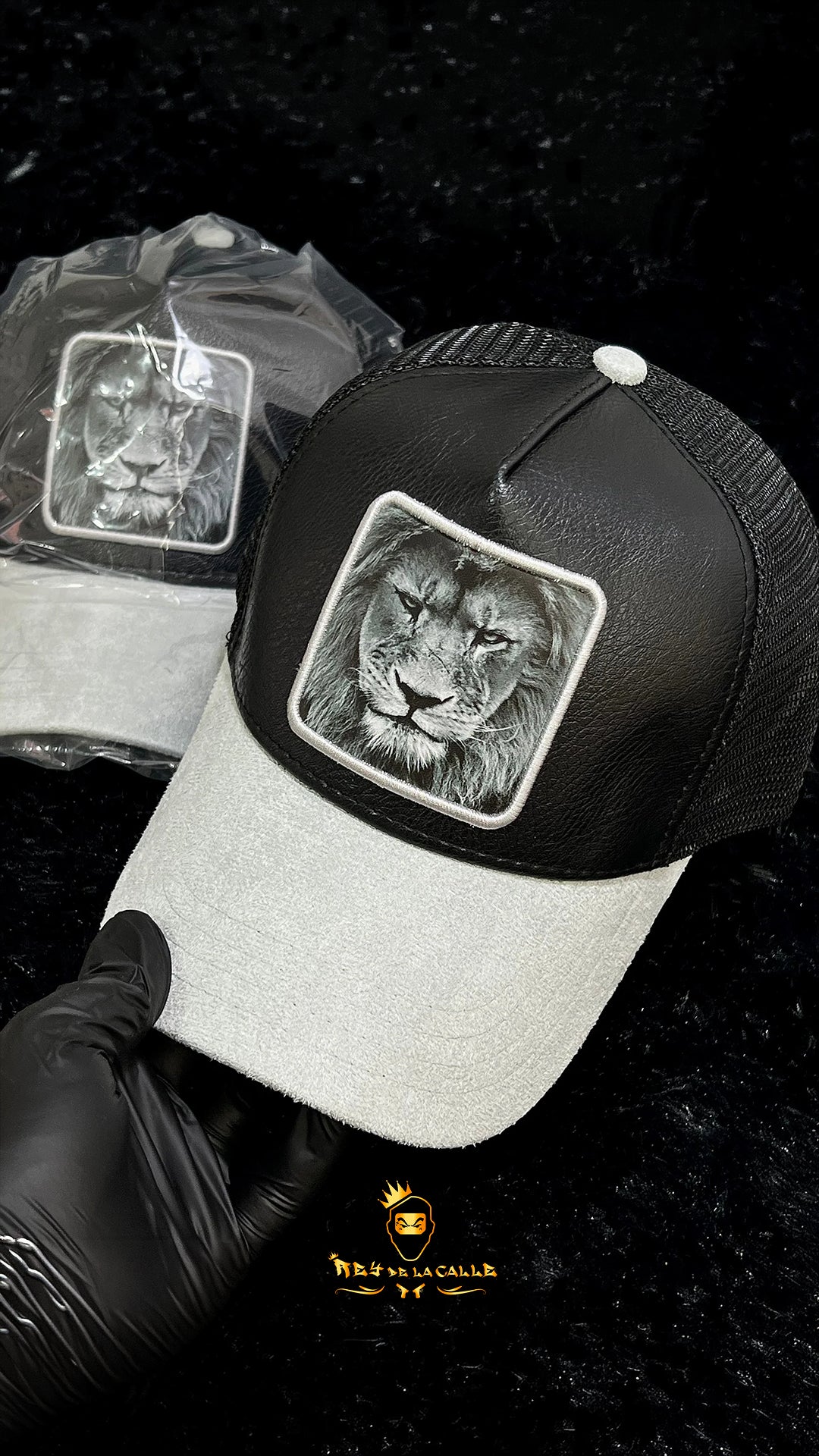 Gorra Black Angel Negra Frontal Cuero Leon Rey De La Calle