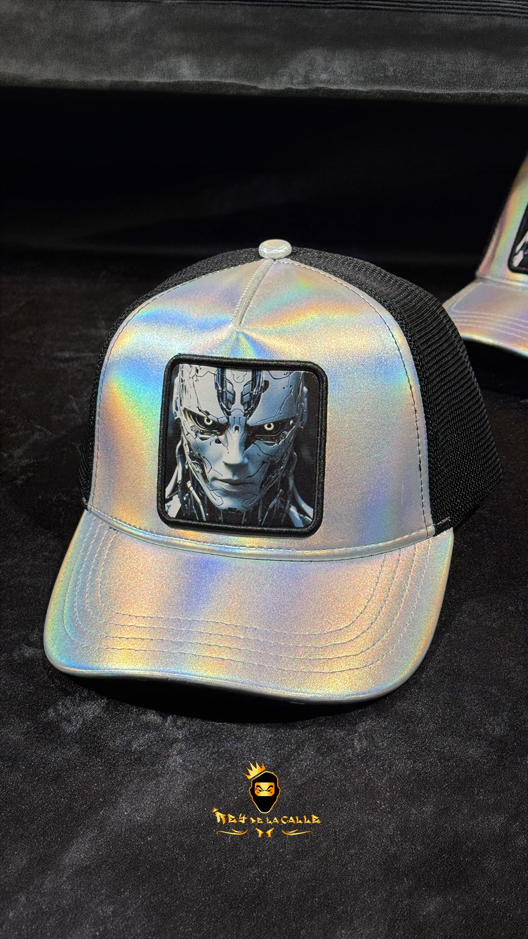 Gorra Blanca Robot Brillo Metalizado Rey De La Calle