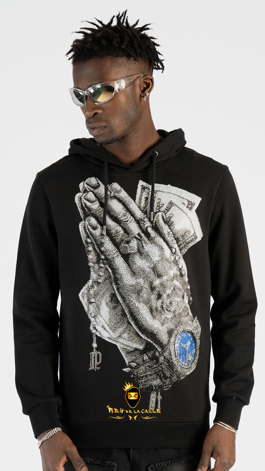 SUDADERA LEFT POINT MANOS ORANDO CON BRILLANTES Rey De La Calle