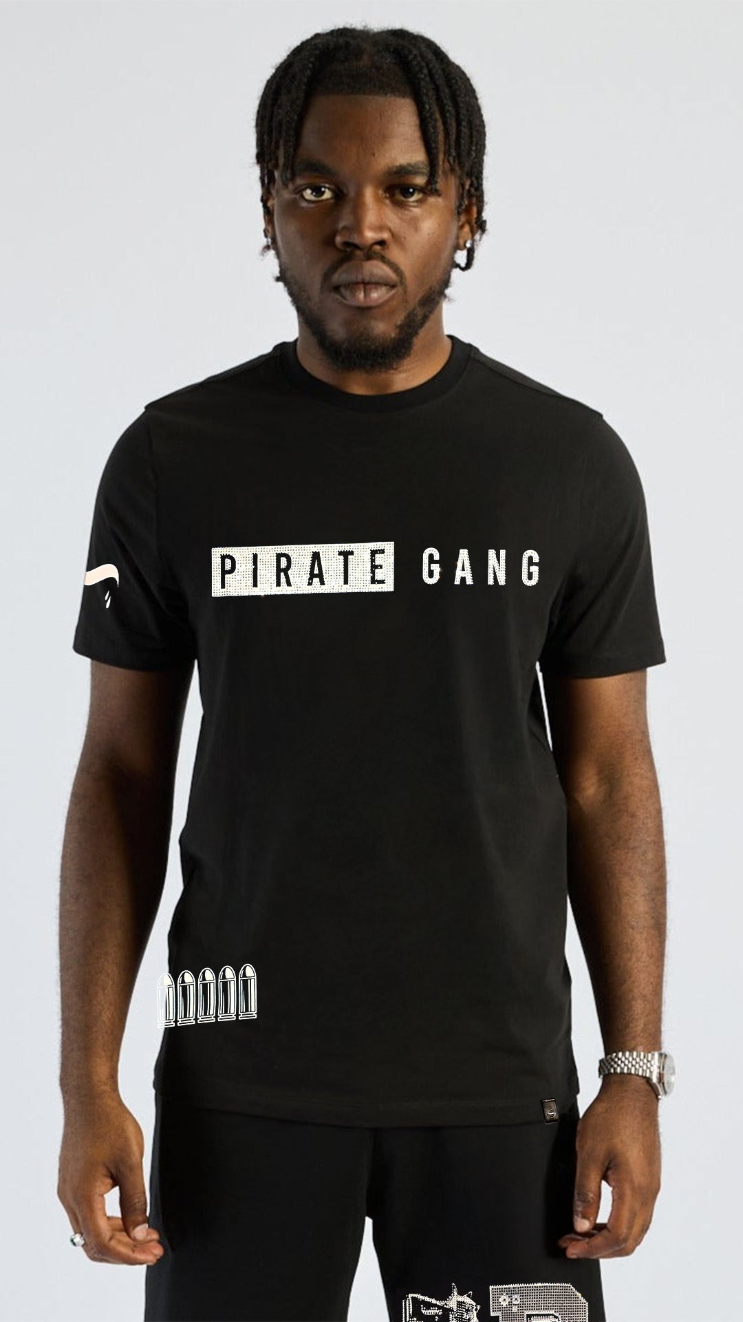 Conjunto Pirate Gang Paris Negro Pedrería Brillante Pistoleta