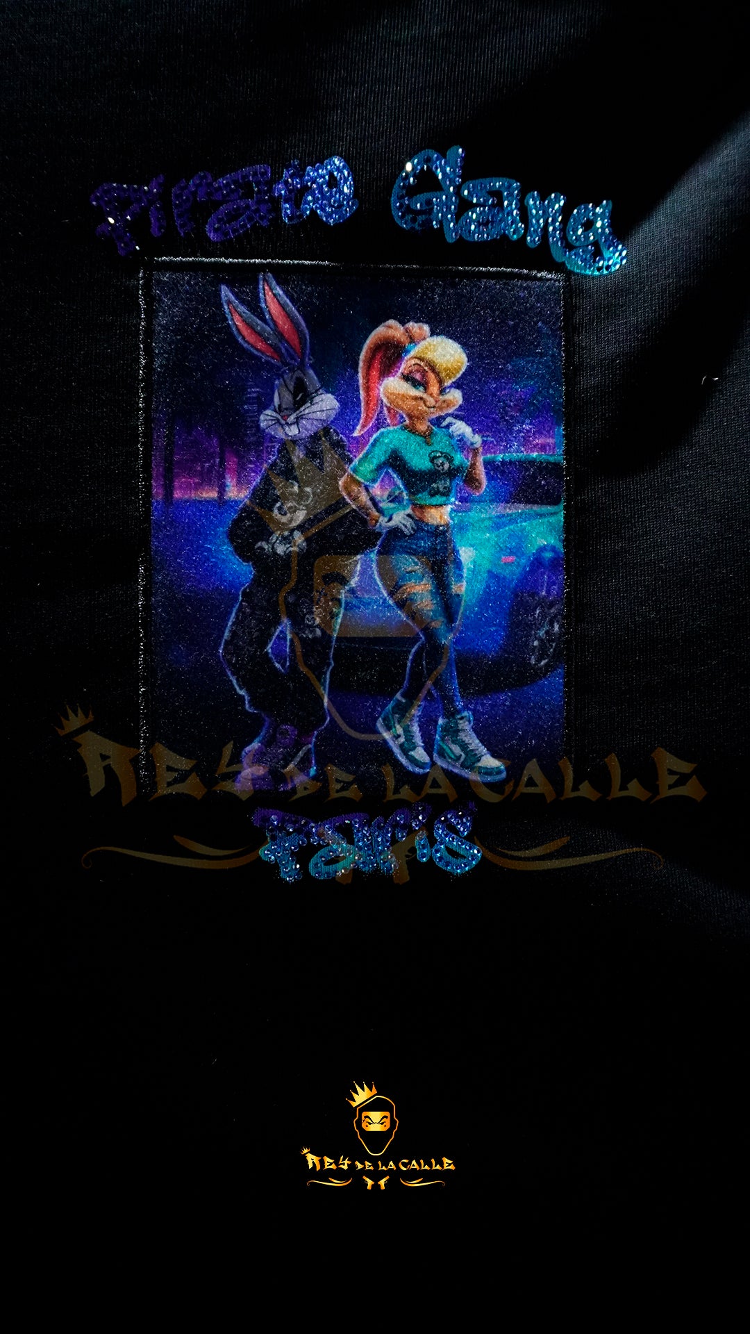 Camiseta Pirate Gang Bugs Bunny y Lola Bunny Negra  | Streetwear