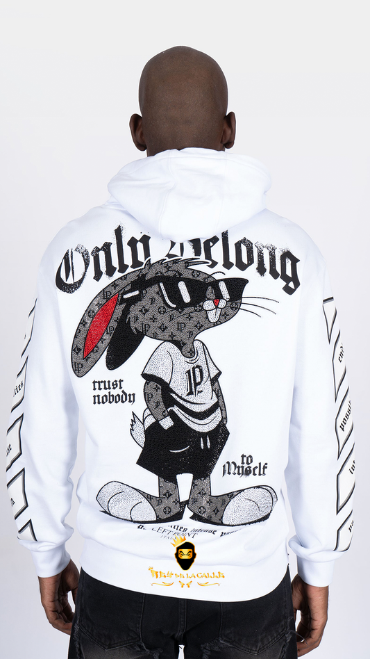 SUDADERA LEFT POINT  BUGS BUNNY CON BRILLANTE COLOR BLANCO Rey De La Calle
