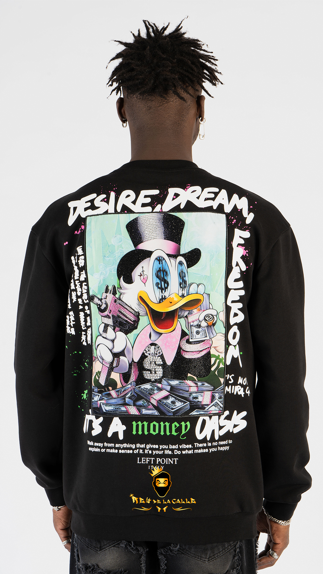 SUDADERA LEFT POINT DONALD RICH COLOR NEGRO Rey De La Calle