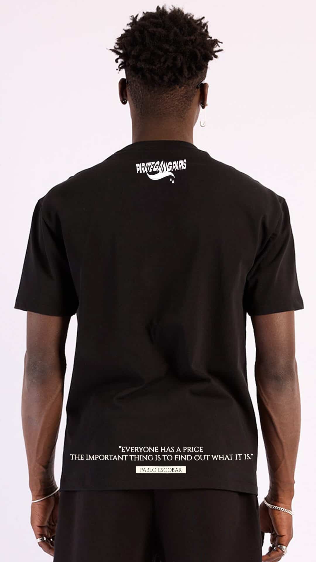 Camiseta Slim Fit Pirate Gang París Negra Pedrería Brillante El Patrón