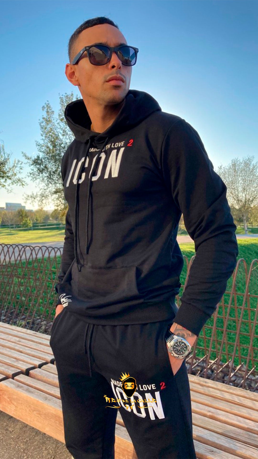 CONJUNTO ICON OVDS NEGRO CON DETALELS ROJOS Rey De La Calle