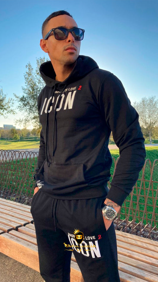 CONJUNTO ICON OVDS NEGRO CON DETALELS ROJOS Rey De La Calle