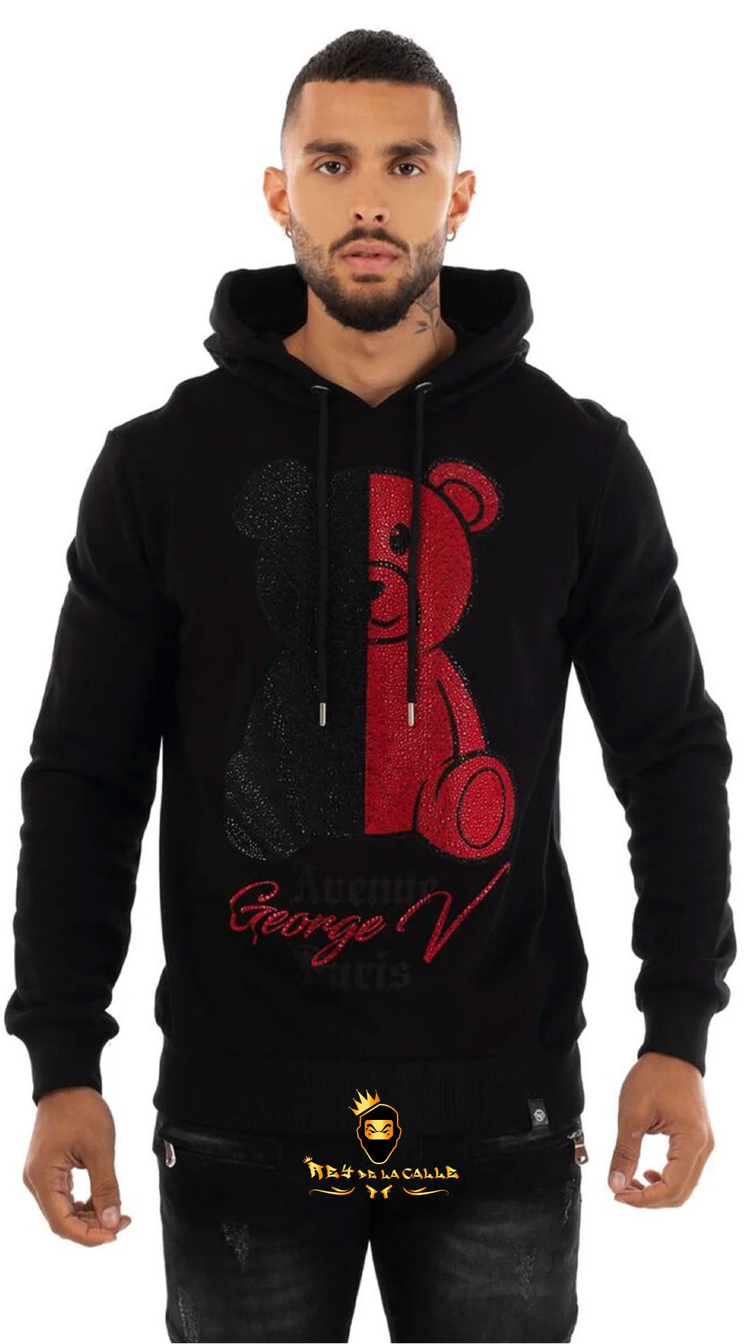 SUDADERA GEORGE V PARIS OSITO BLACK AND RED Rey De La Calle