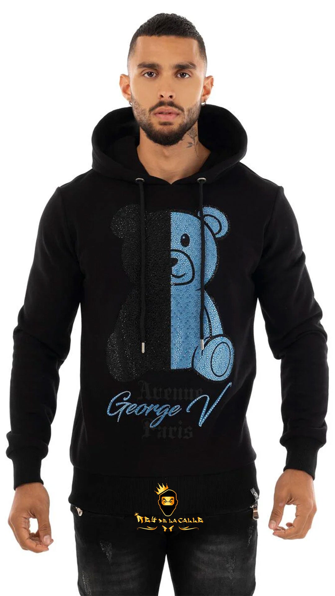 SUDADERA GEORGE V PARIS OSITO BLACK AND BLUE Rey De La Calle