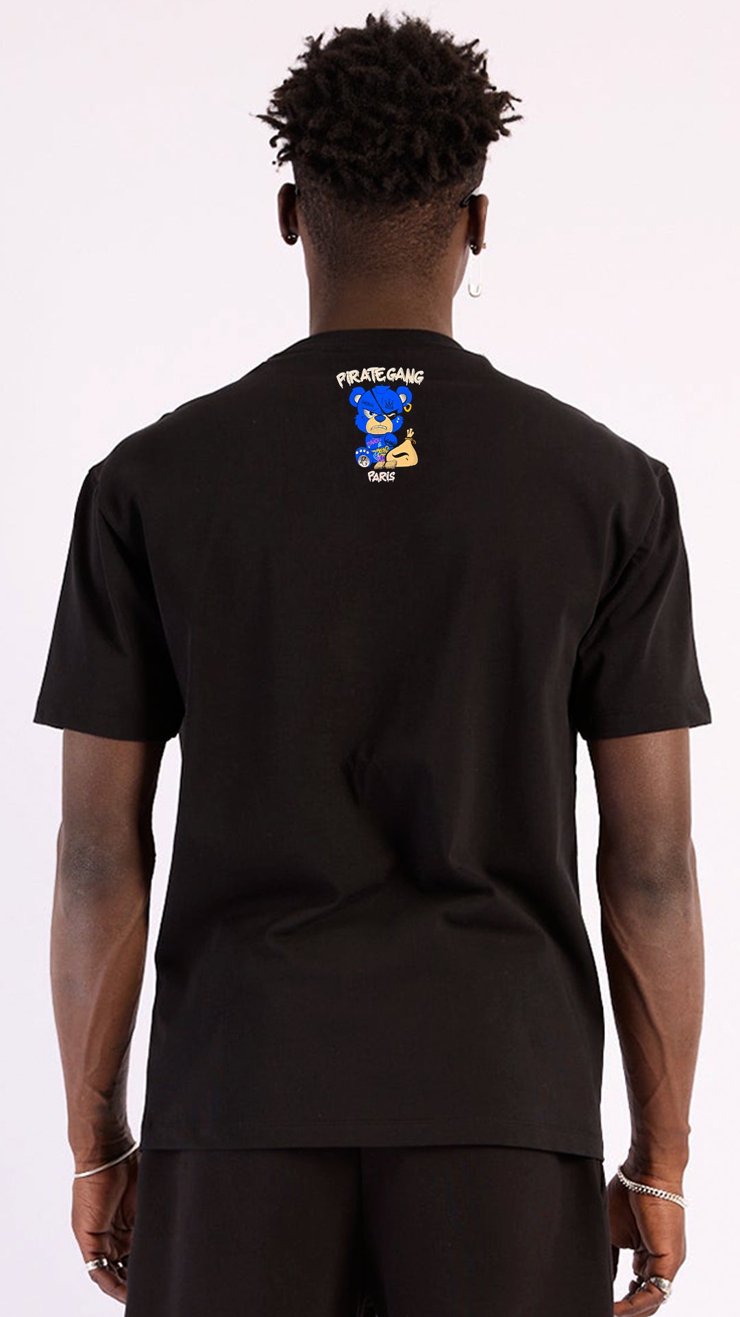 Conjunto Pirate Gang París Negro Pedrería Brillante Oso Azul Moneybag
