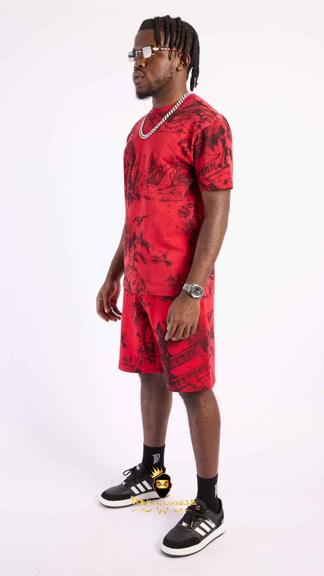 Conjunto Streetwear  Rojo Intenso  Estampado Oriental Imperial Tiger