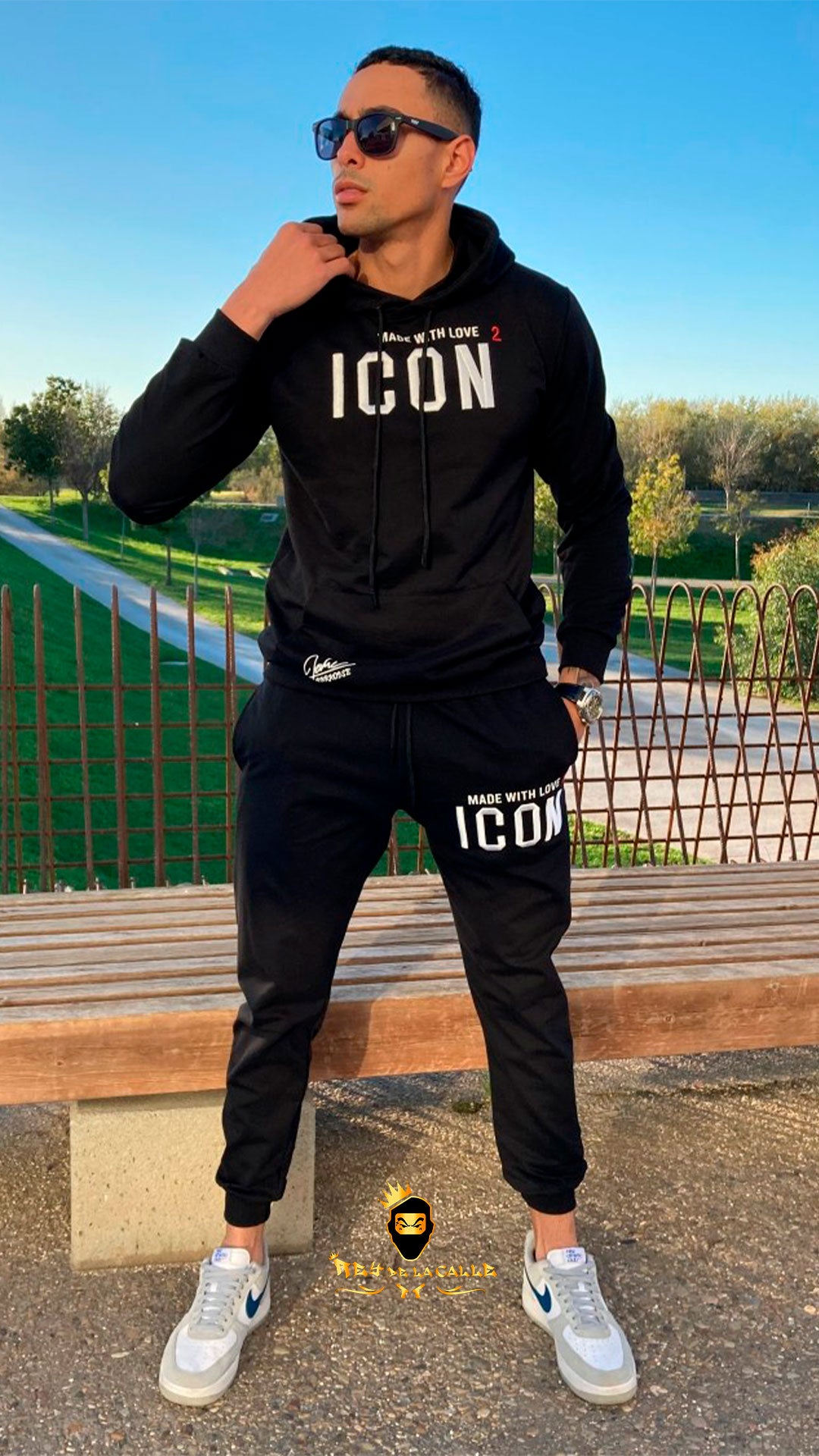 CONJUNTO ICON OVDS NEGRO CON DETALELS ROJOS Rey De La Calle