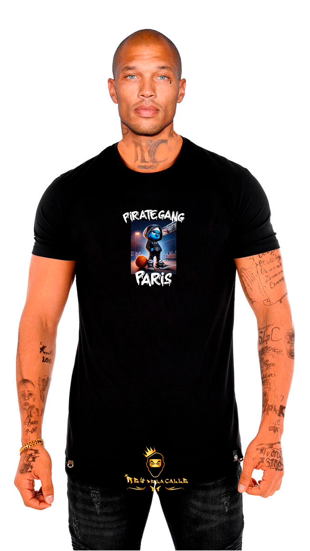 Camiseta Pirate Gang París Negra Pedrería Brillante Joker