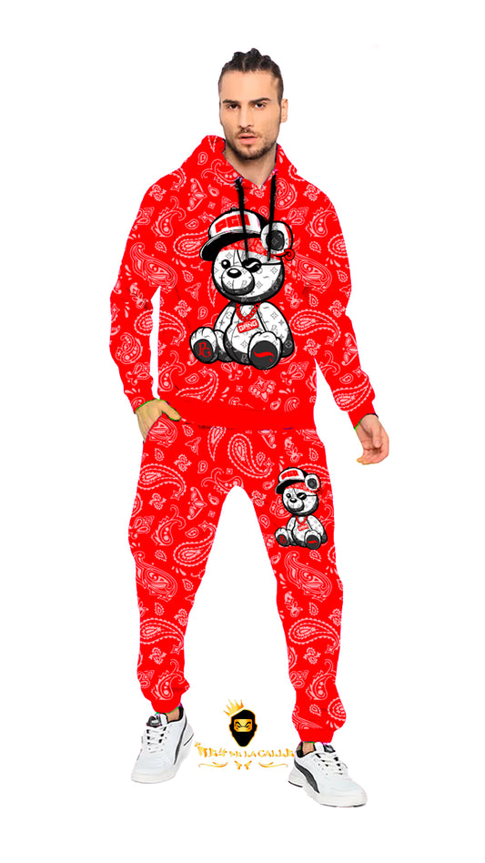 CONJUNTO PIRATE GANG PÀRIS CON OSITO, COLOR ROJO DE BANDANA