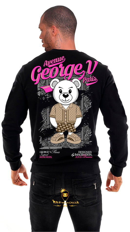 SUDADERA AVENUE GEORGE V PARIS OSITO SIN BRILLANTE NEGRO Rey De La Calle