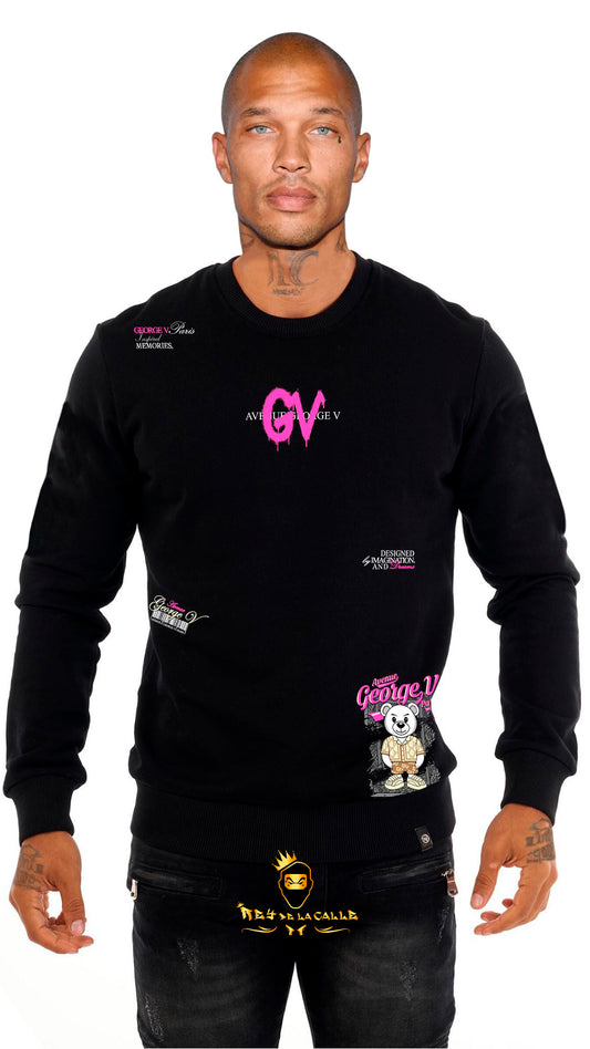SUDADERA AVENUE GEORGE V PARIS OSITO SIN BRILLANTE NEGRO Rey De La Calle
