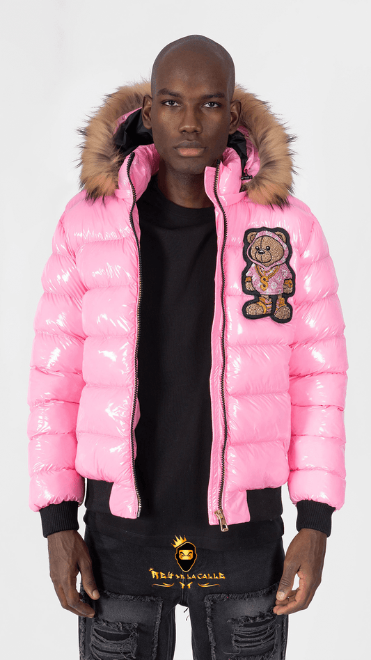 Chaqueta Left Point Rosa Pedrería Brillante Oso Suéter Rosa Mi tienda