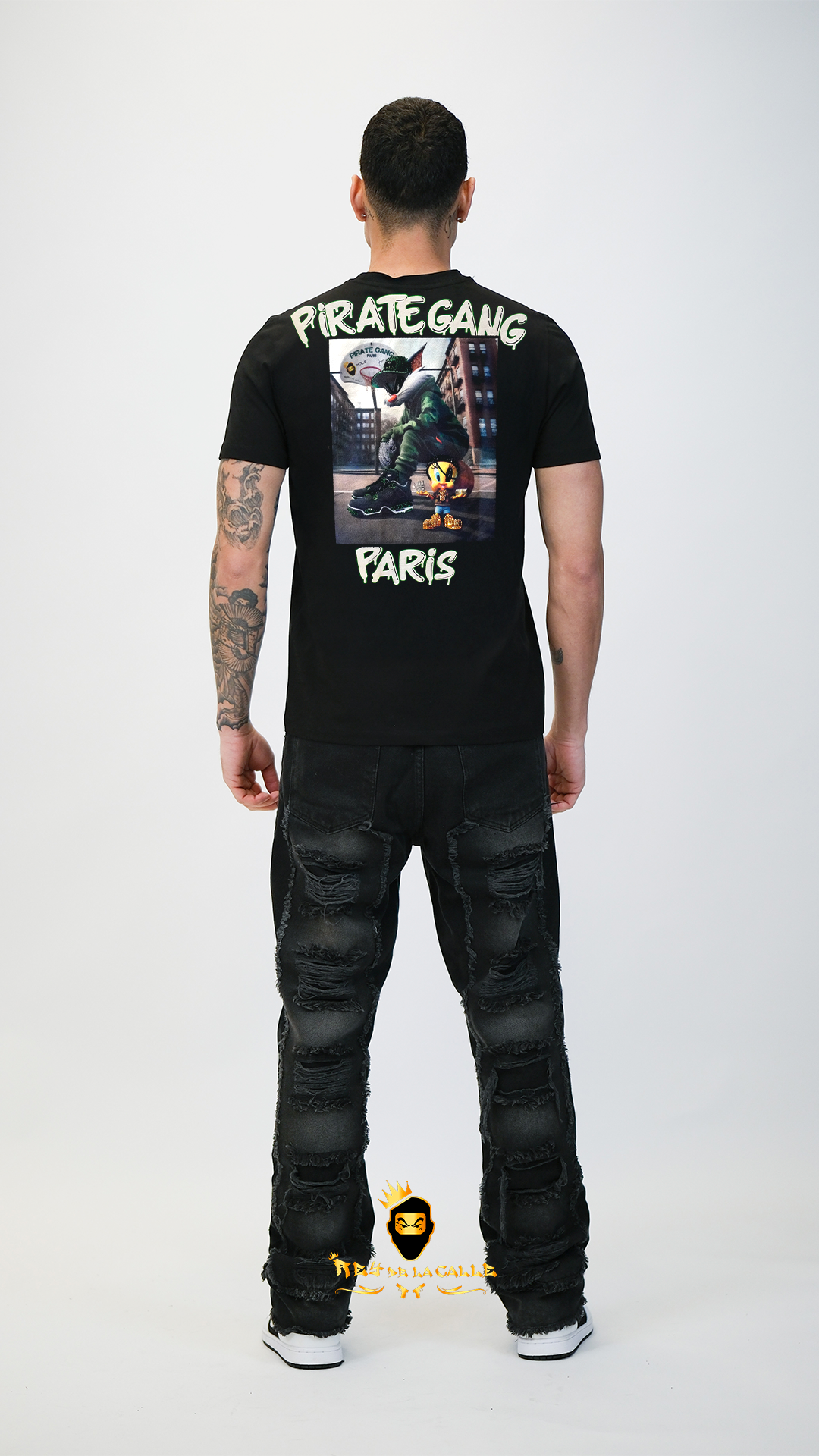 Camiseta Pirate Gang París Negra Pedrería Brillante Tweety