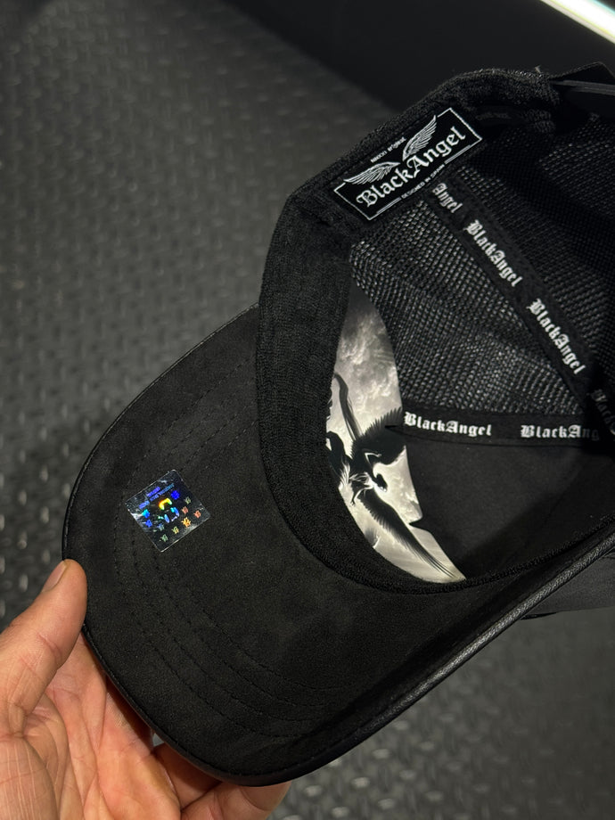 Gorra Black Angel Negra Frontal Cuero Pantera - Rey De La Calle
