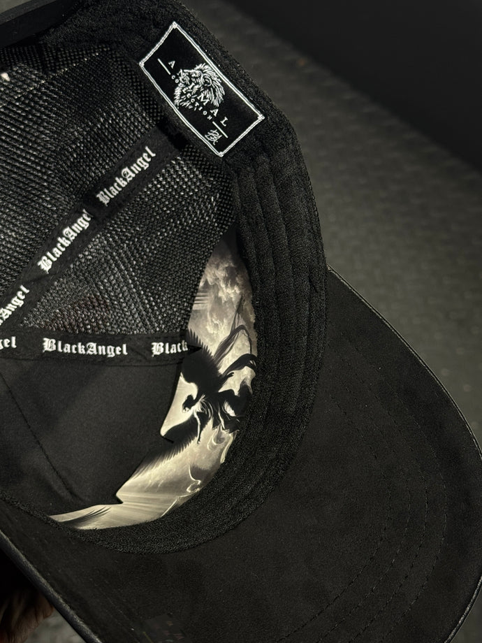 Gorra Black Angel Negra Frontal Cuero Pantera - Rey De La Calle