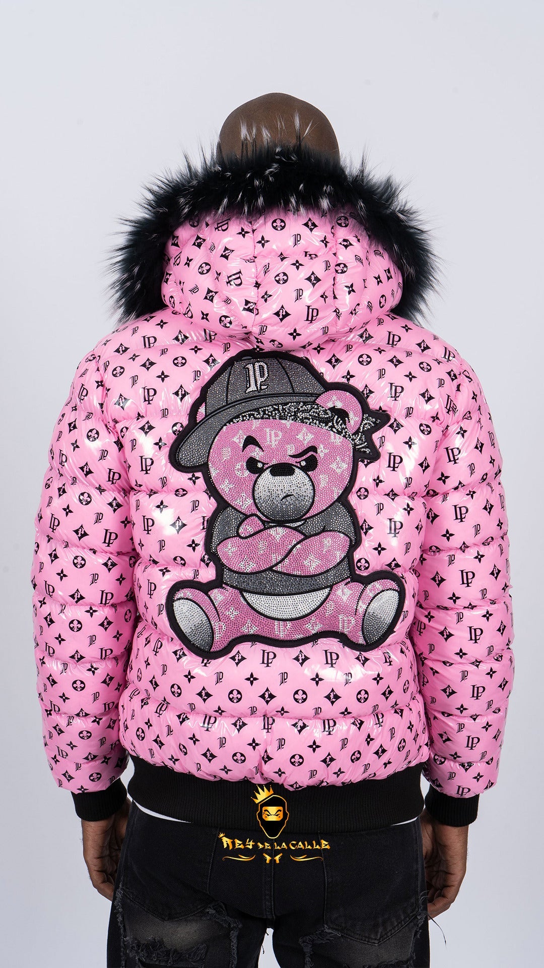 Chaqueta Left Point Rosa Pedrería Brillante Oso  Rosa Gorra Rey De La Calle