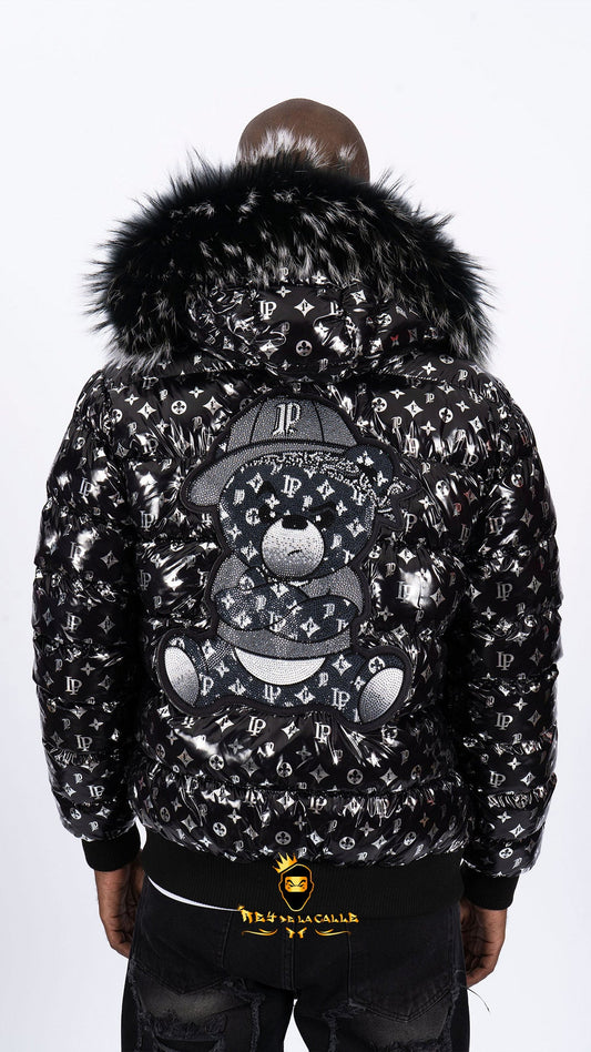Chaqueta Left Point Negra Pedrería Brillante Oso  Negro Gorra Rey De La Calle