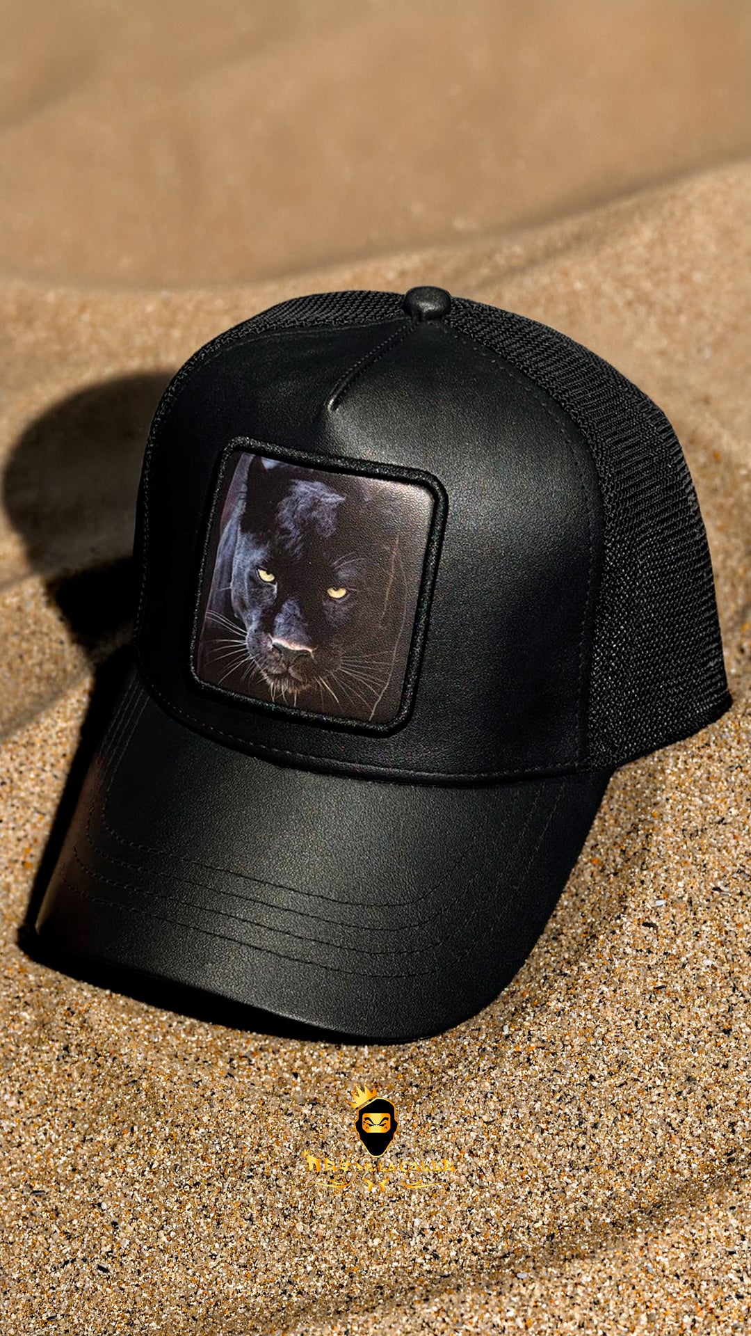 Gorra Black Angel Negra Frontal Cuero Pantera - Rey De La Calle