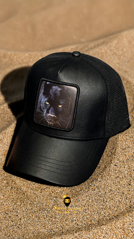 Gorra Black Angel Negra Frontal Cuero Pantera