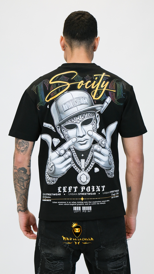 Camiseta Left Point Negra  Socity - Rey De La Calle