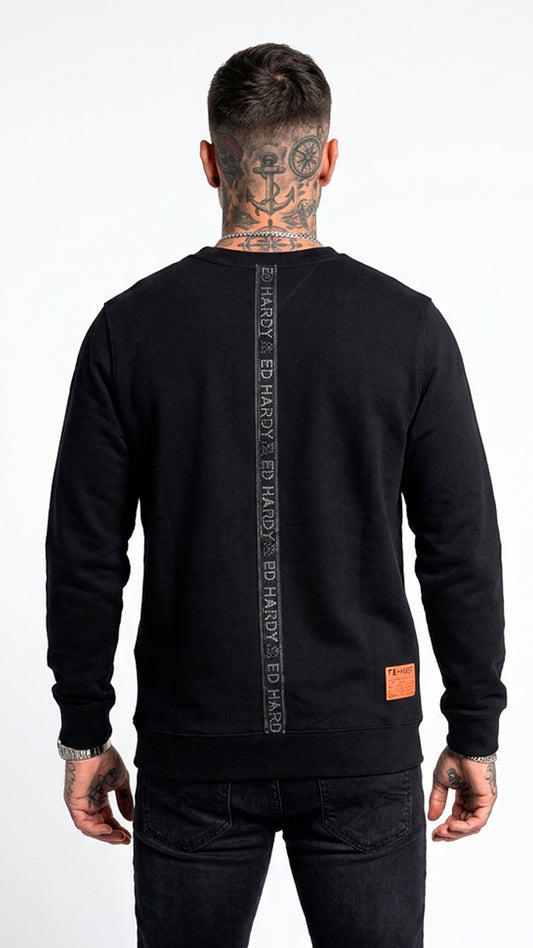 Sudadera Negra Ed Hardy Tigre de Pedrería Cuello Redondo – vista 2