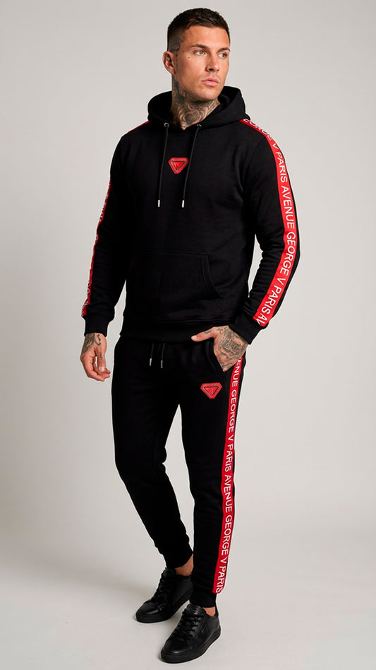 Chándal Negro George V Paris Bandas Laterales Rojas – En Oferta
