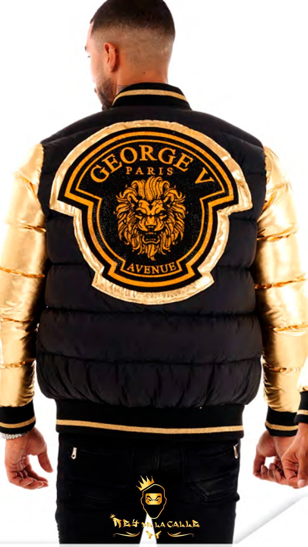 Chaqueta Avenue George V París Negra Pedrería Brillante León Dorado Mi tienda
