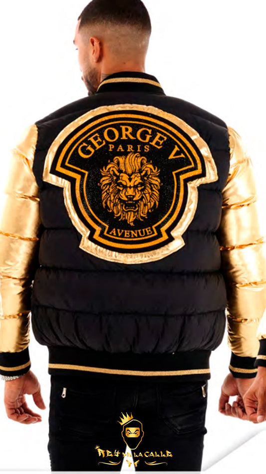 Chaqueta Avenue George V París Negra Pedrería Brillante León Dorado Mi tienda