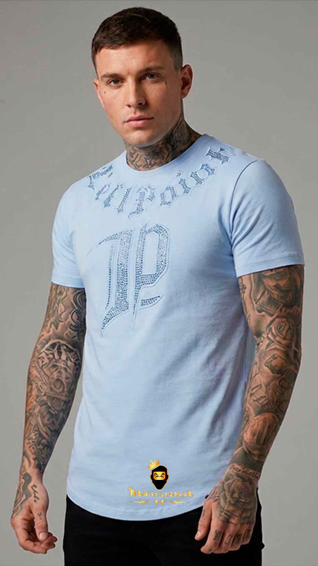 Camiseta Azul Celeste Left Point Strass