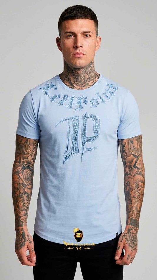 Camiseta Azul Celeste Left Point Strass