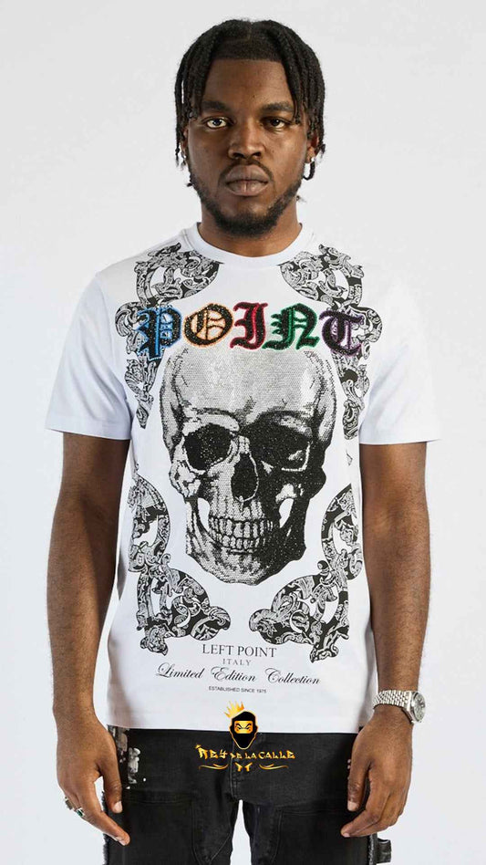 Camiseta Blanca Left Point Calavera Strass