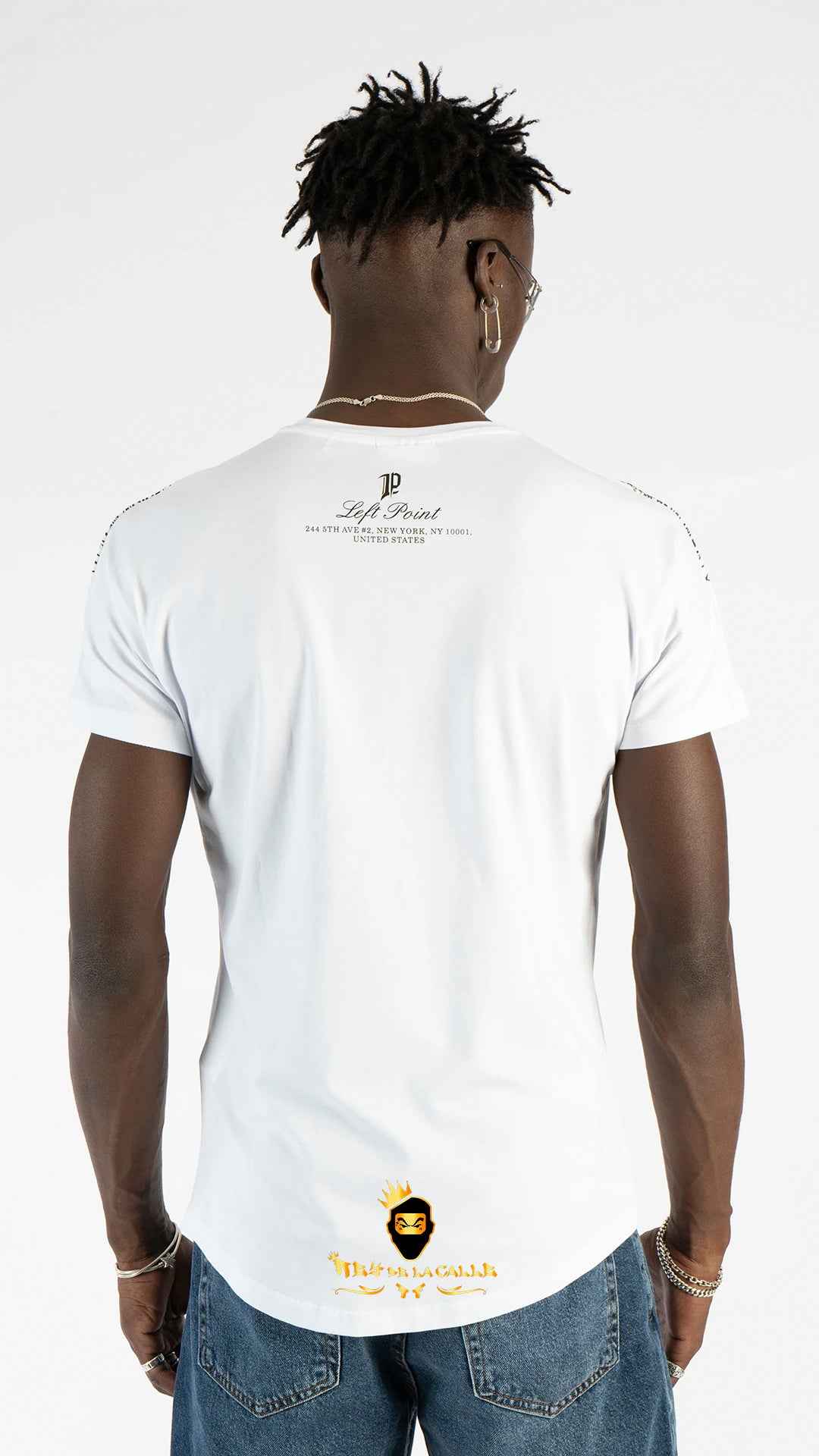 Camiseta Blanca Left Point Calavera con Alas Strass