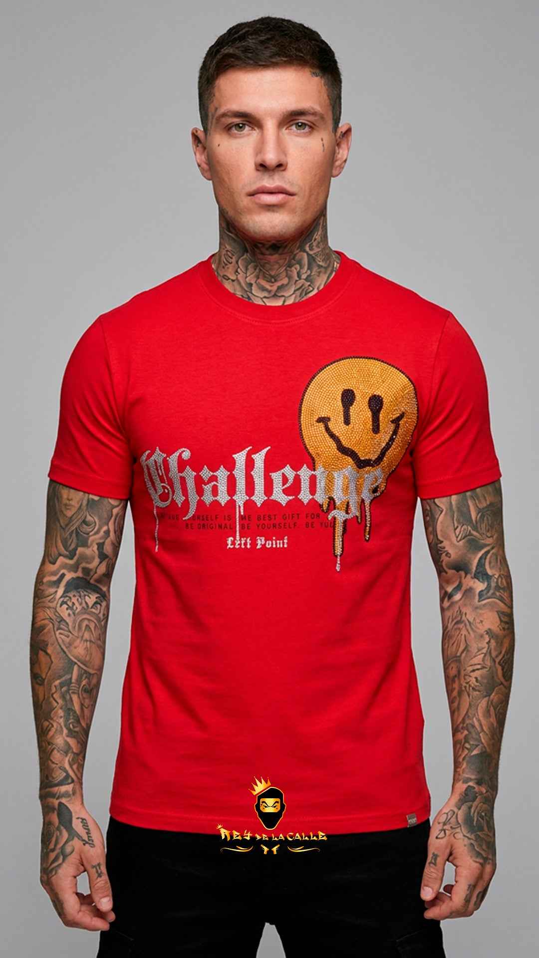 Camiseta Roja Left Point Caritas Sonrientes Strass