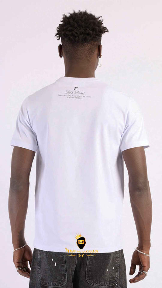 Camiseta Blanca Left Point Carita Sonriente Derritiéndose Strass