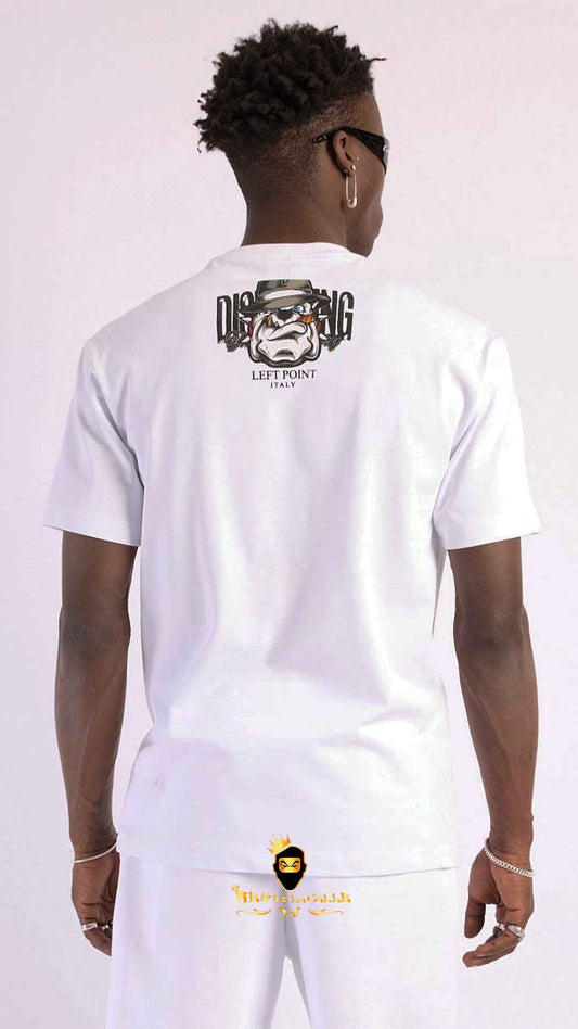 Camiseta Blanca Left Point Perro Bulldog Disrupting The Ordinary