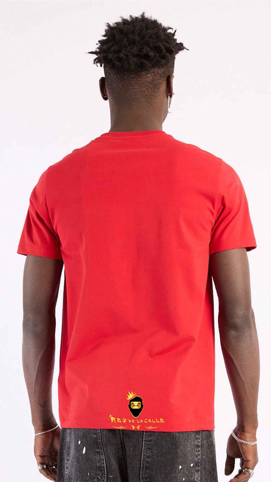 Camiseta Roja Left Point Oso Panda Rapero Strass