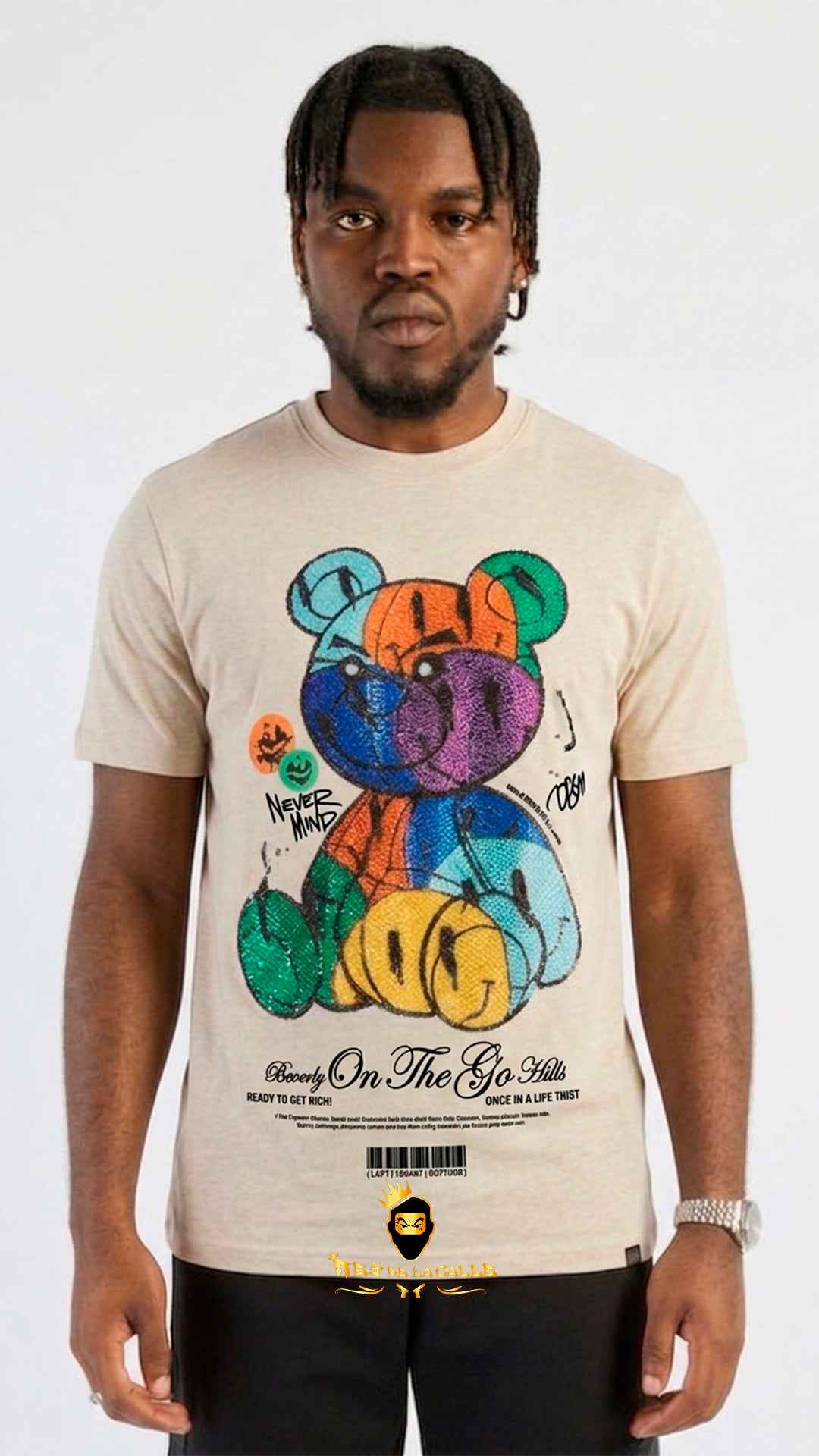 Camiseta Beige Left Point Oso Multicolor Never Mind