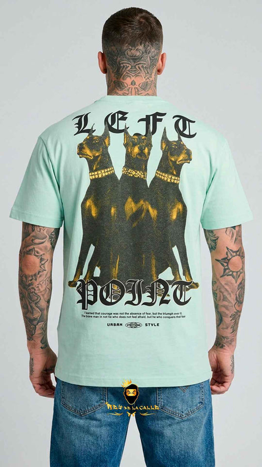 Camiseta Verde Menta Left Point Tres Perros Dóberman