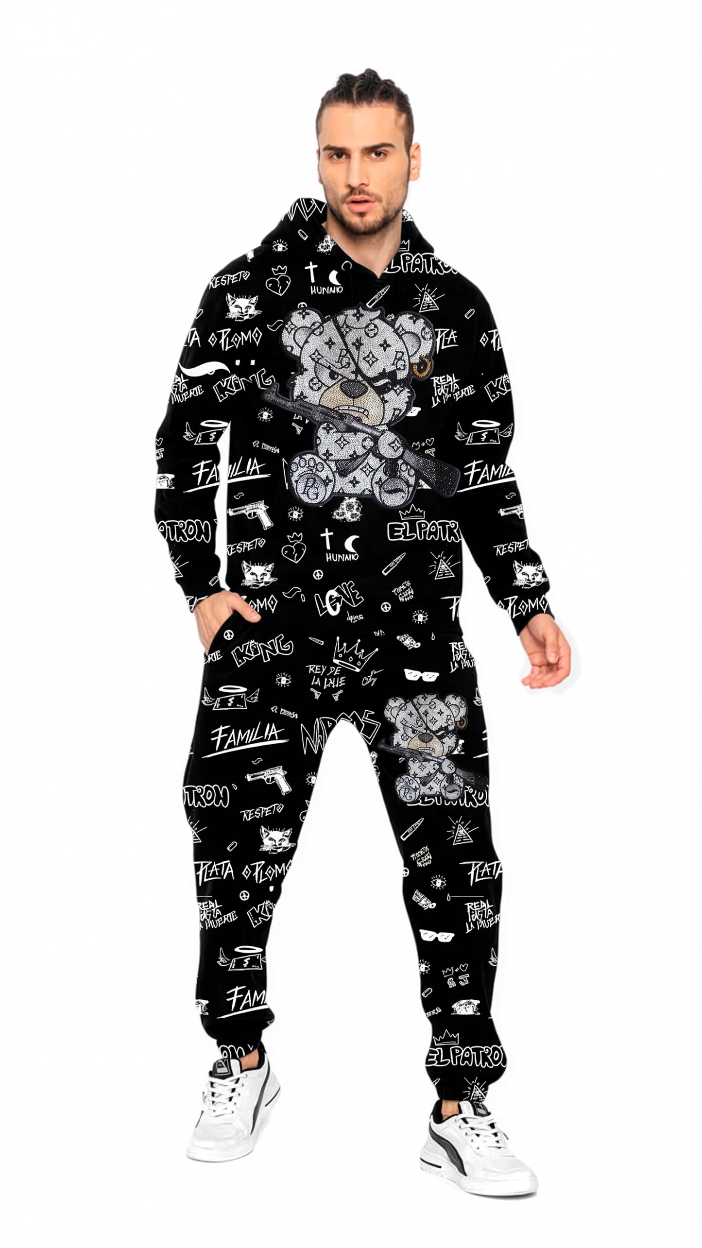 CONJUNTO PIRATE GANG PÀRIS CON OSITO, COLOR BLANCO DE BANDANA Rey De La Calle