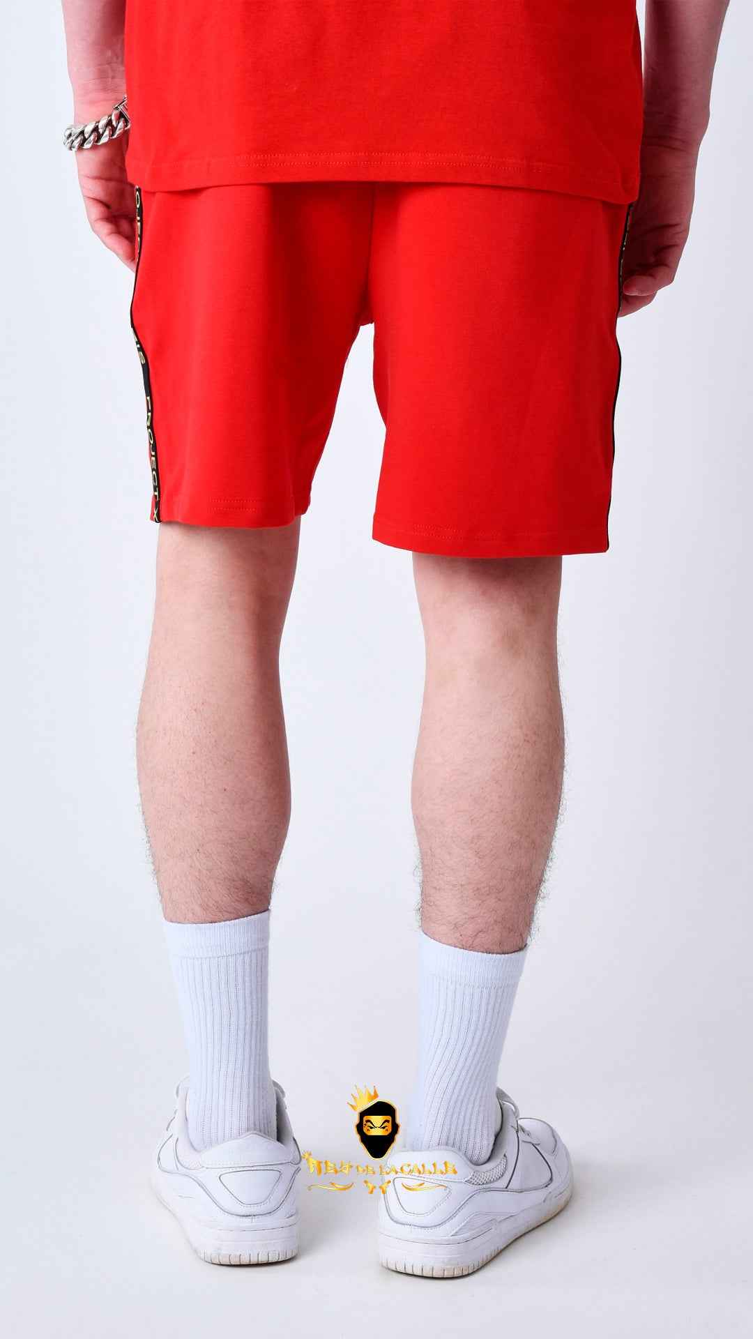 Pantalón Corto Rojo Project X Paris con Logo Bordado en Hilo Dorado
