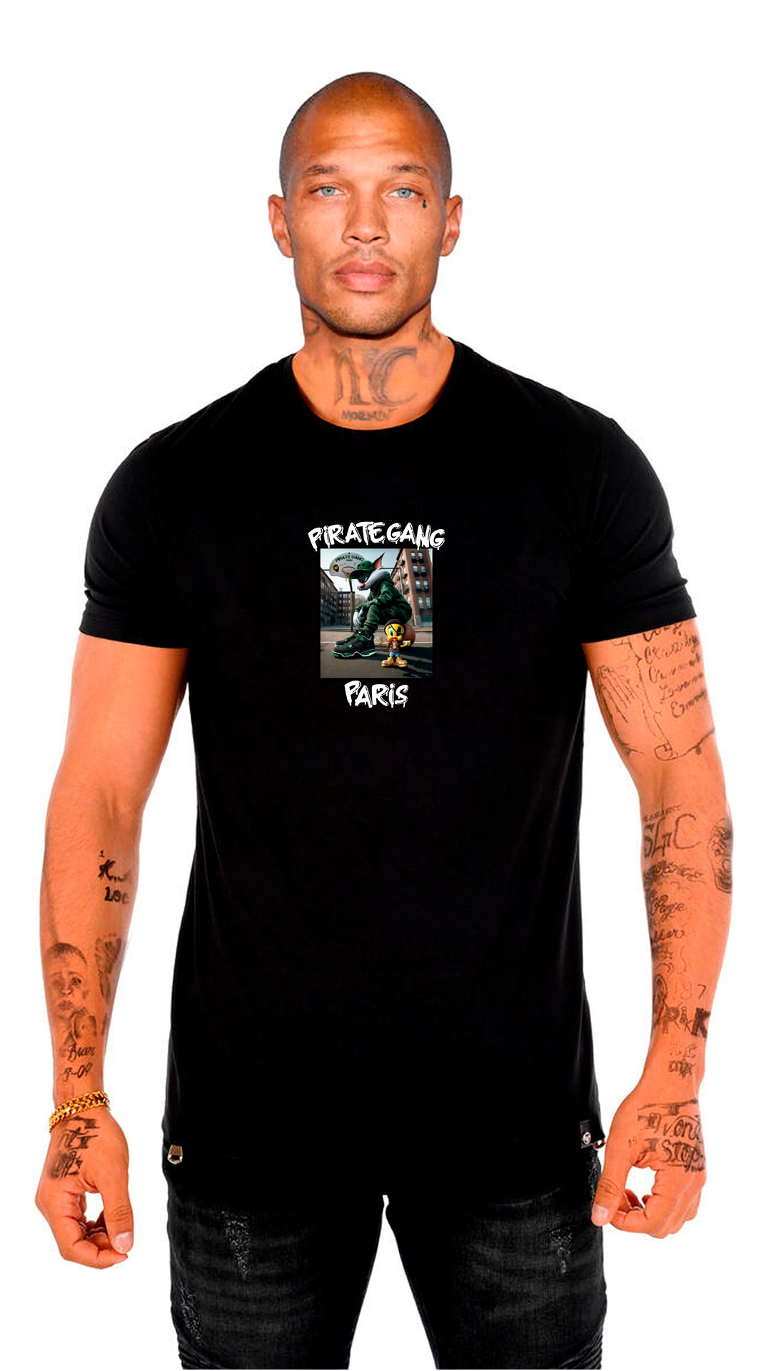 Camiseta Pirate Gang París Negra Pedrería Brillante Tweety