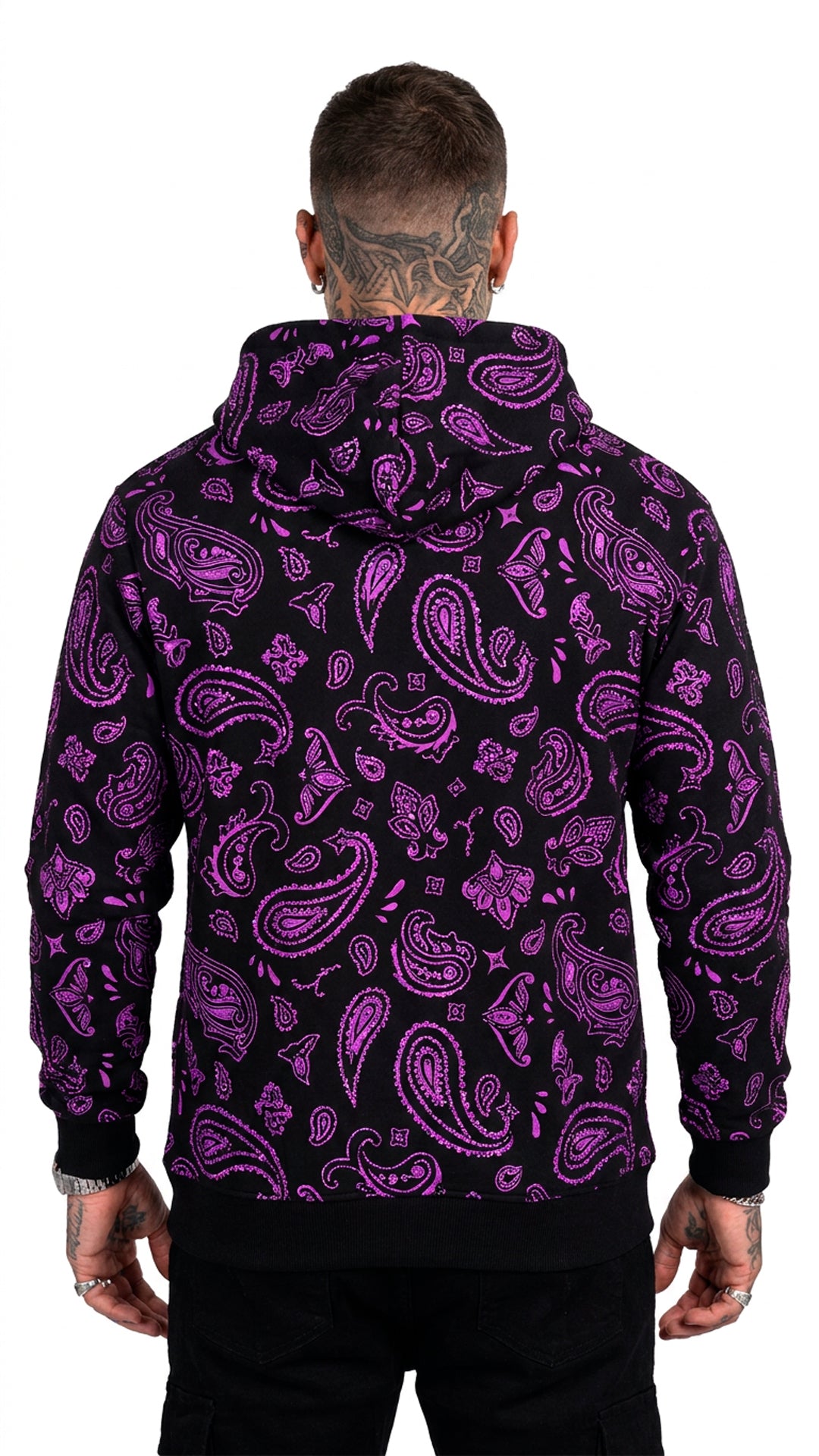 Sudadera Negra Paisley Bandana Bear Fucsia con Capucha – En Oferta