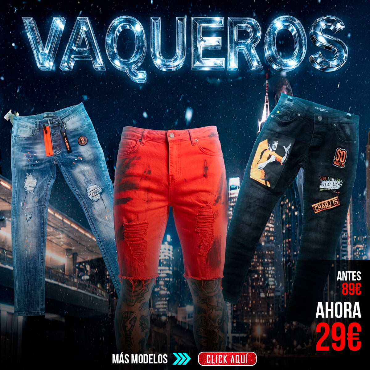 Vaqueros cortos y largos de chico