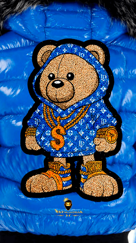 Chaqueta Left Point Azul Pedrería Brillante Oso Suéter Azul Mi tienda